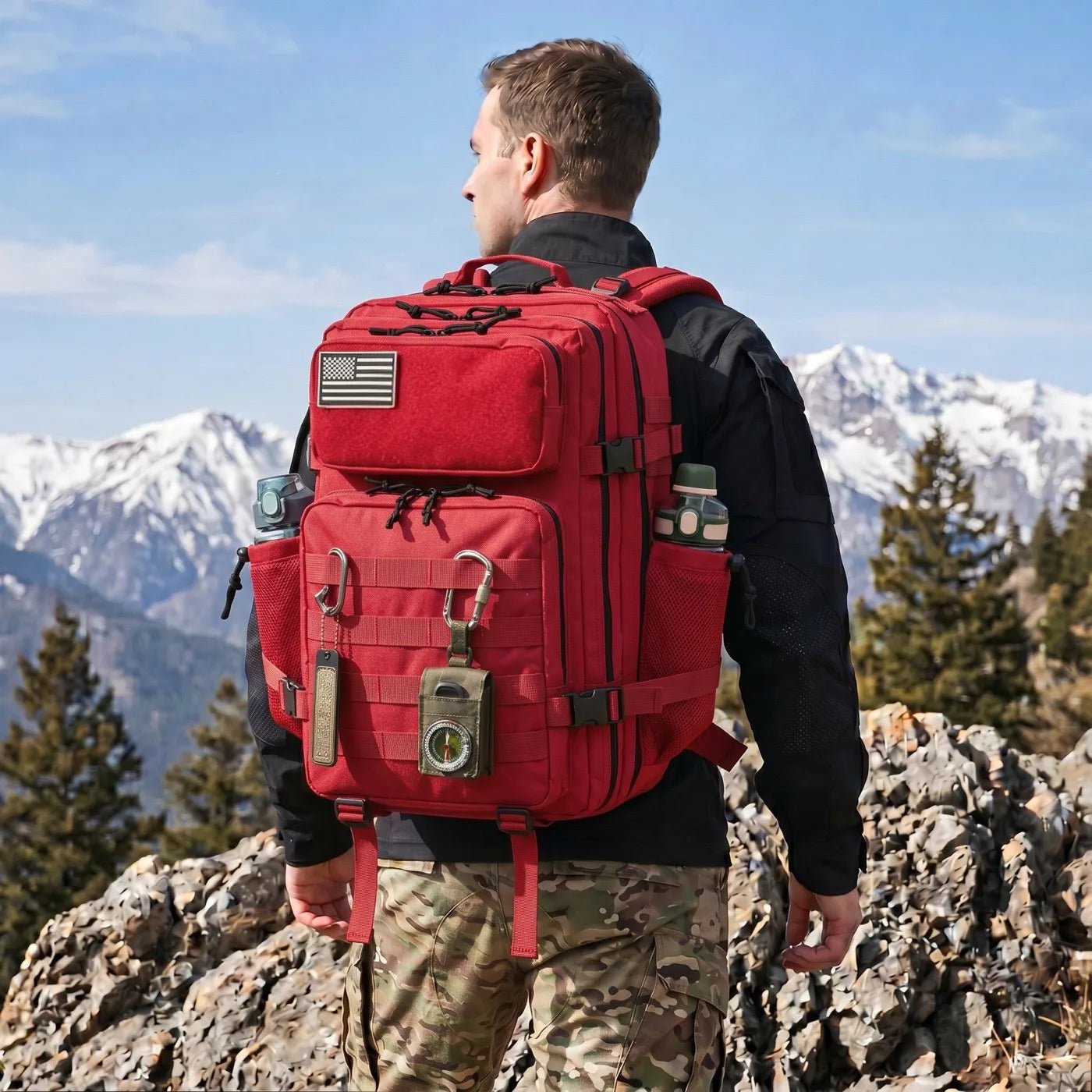45L Large Capacity Tactical Fishing Backpack Angling Rucksack with Dual Water Bottle Cup Holders Outdoor Camping Fishing Tackle Storage Backpack for Sea Fishing Bank Fishing Hiking Trekking Travel Sports EDC Daily Carry Outdoor Fisherman Gear Bag - IronWear Co.