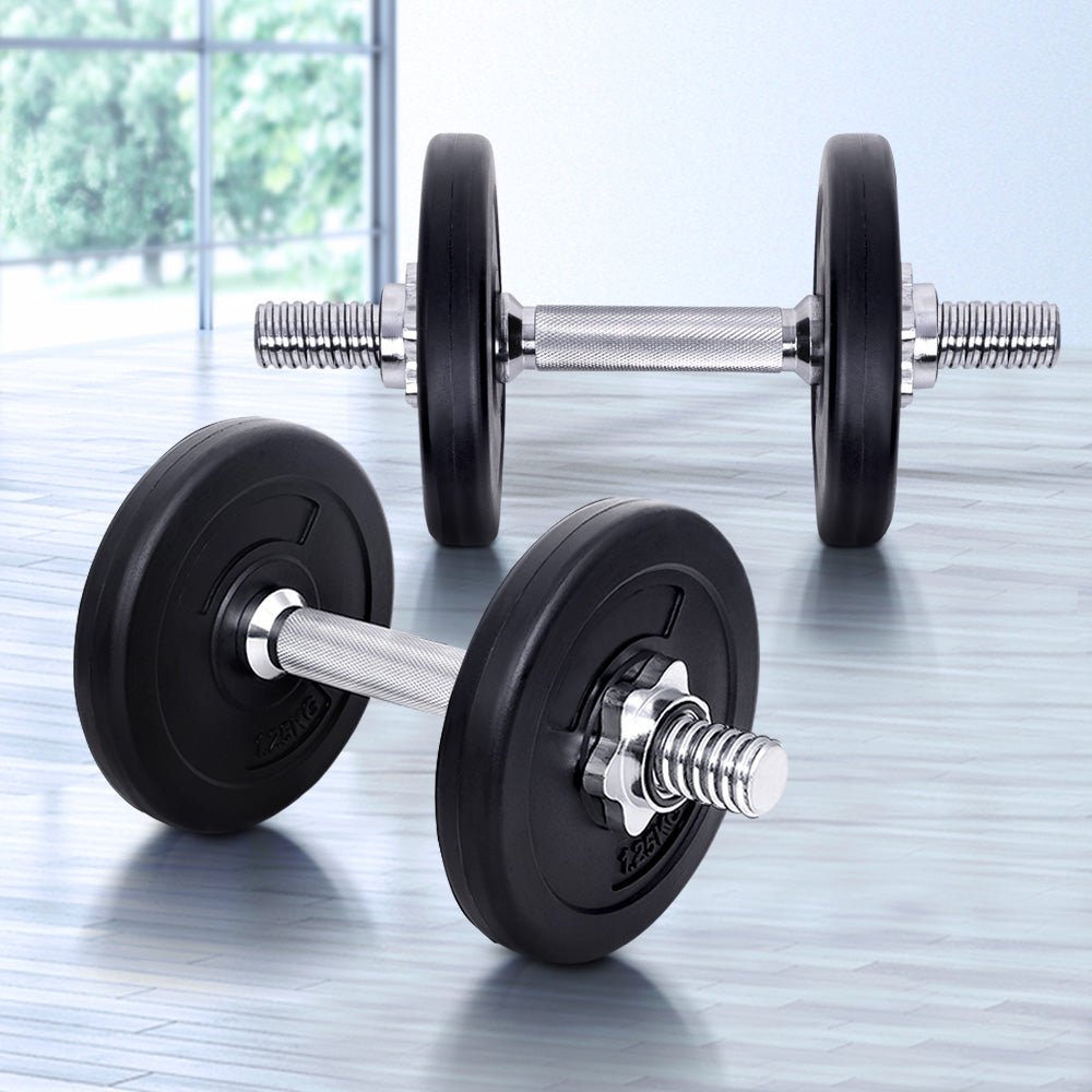 Everfit 10kg Dumbbell Set Weight Plates Dumbbells Lifting Bench - IronWear Co.