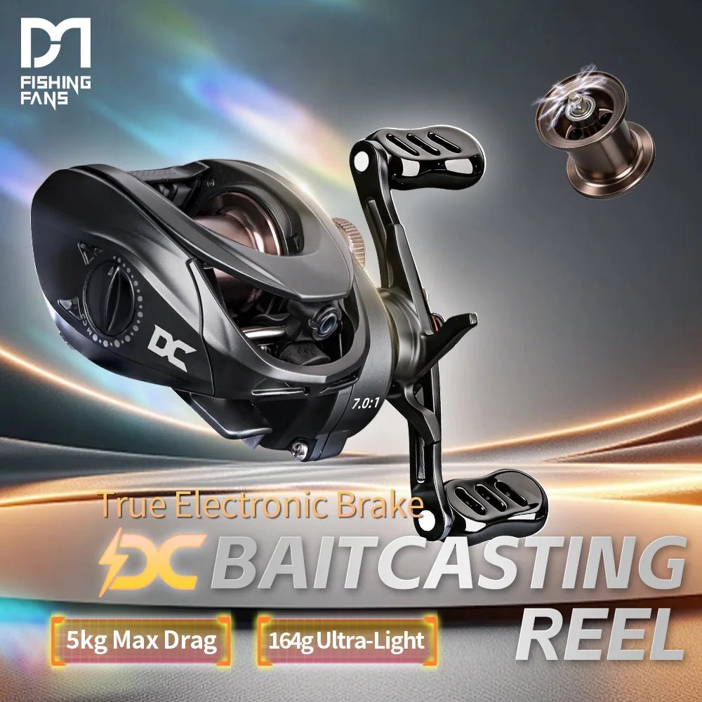 FISHINFANS C1Dc Baitcasting Fishing Reel Long Cast Max Drag 5kg Carbon Washers Brass Gears 7.0:1 5+1B DC Fishing Reel - IronWear Co.