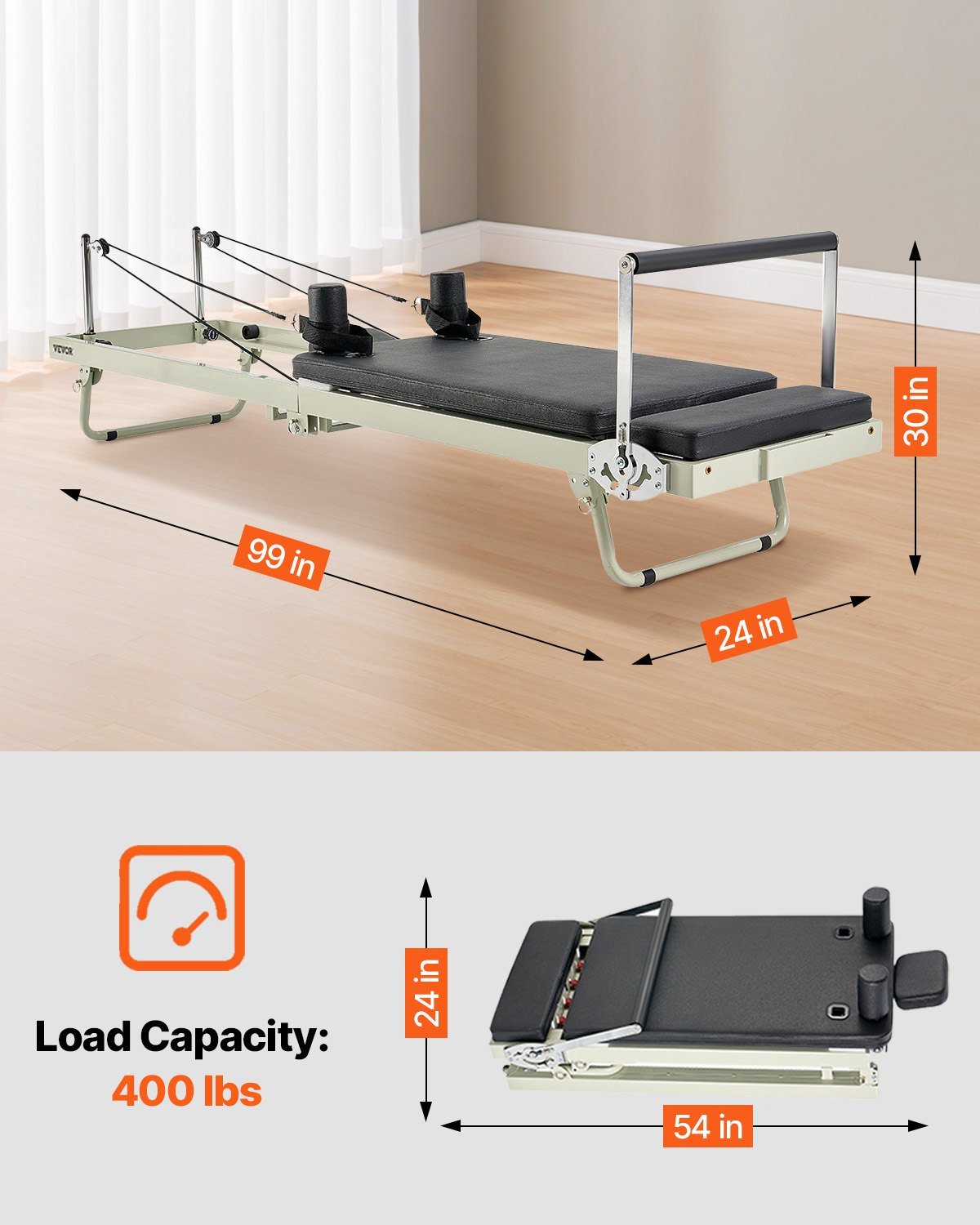 Foldable Pilates Reformer, Pilates Workout Machine for Home Gym Studio - IronWear Co.