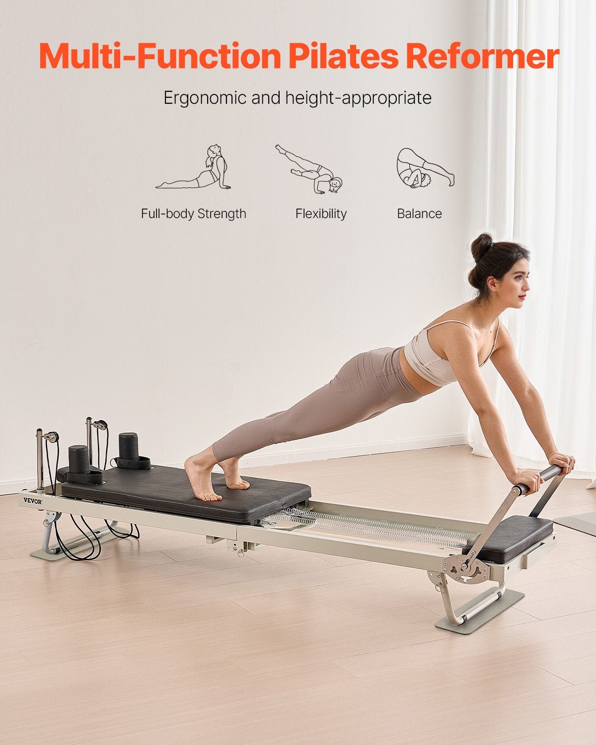 Foldable Pilates Reformer, Pilates Workout Machine for Home Gym Studio - IronWear Co.