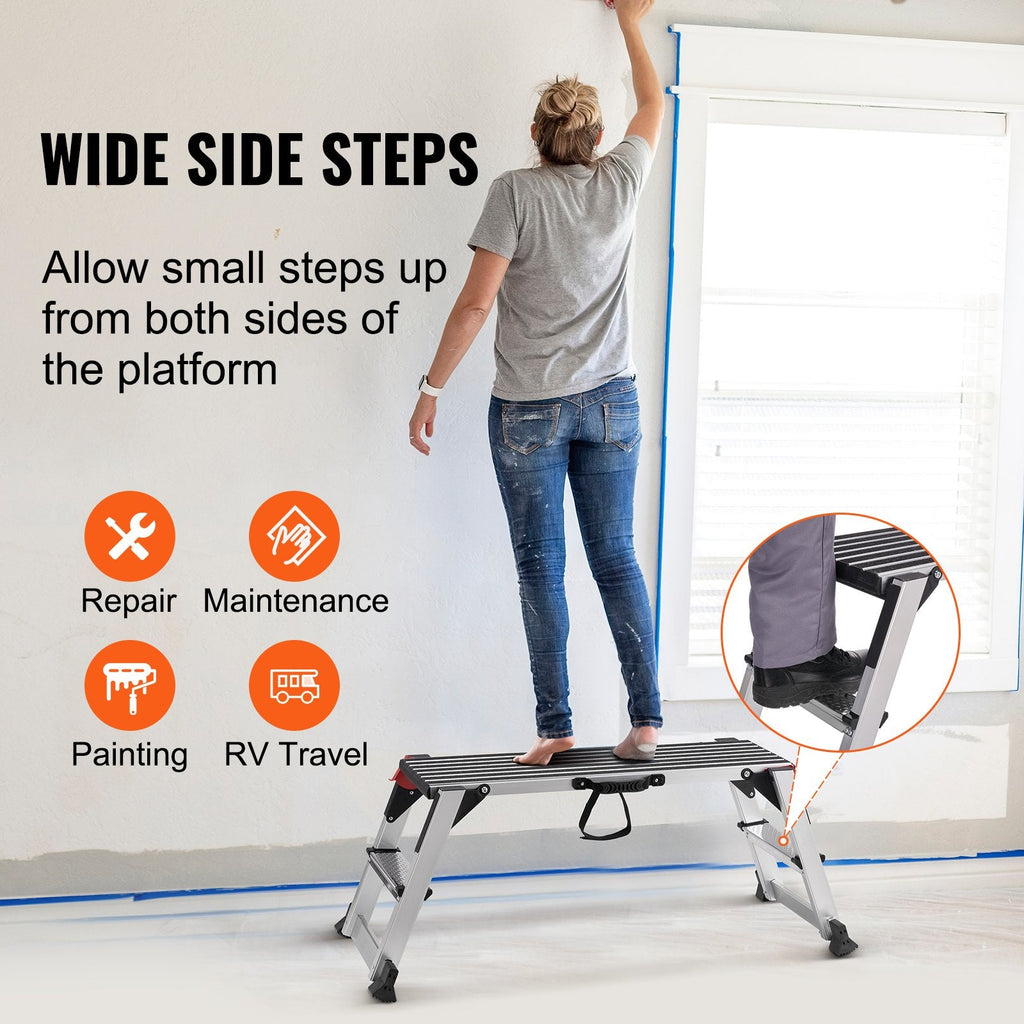 Folding Work Platform, 299.4 kg Load Capacity, Aluminum Drywall Stool - IronWear Co.