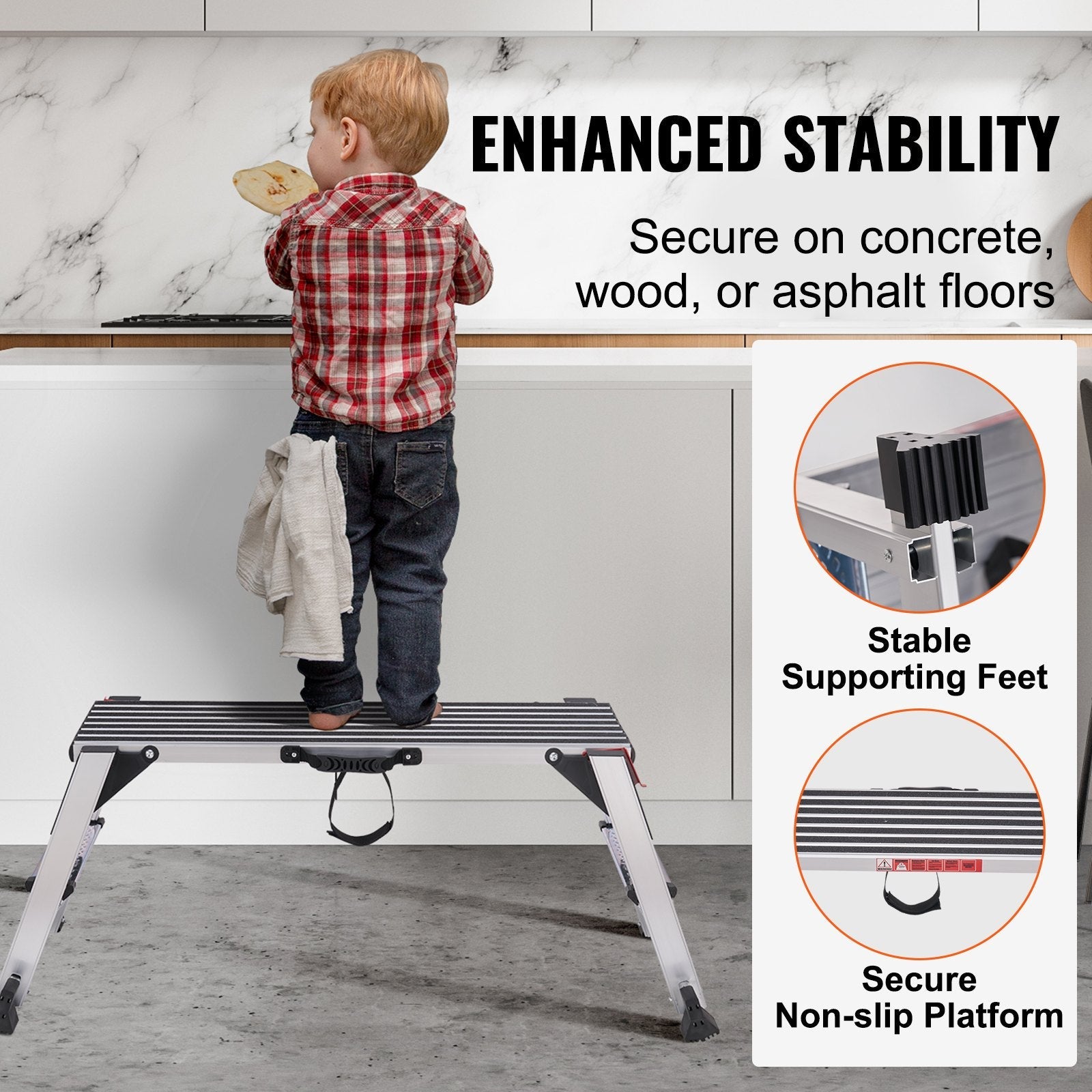 Folding Work Platform, 299.4 kg Load Capacity, Aluminum Drywall Stool - IronWear Co.