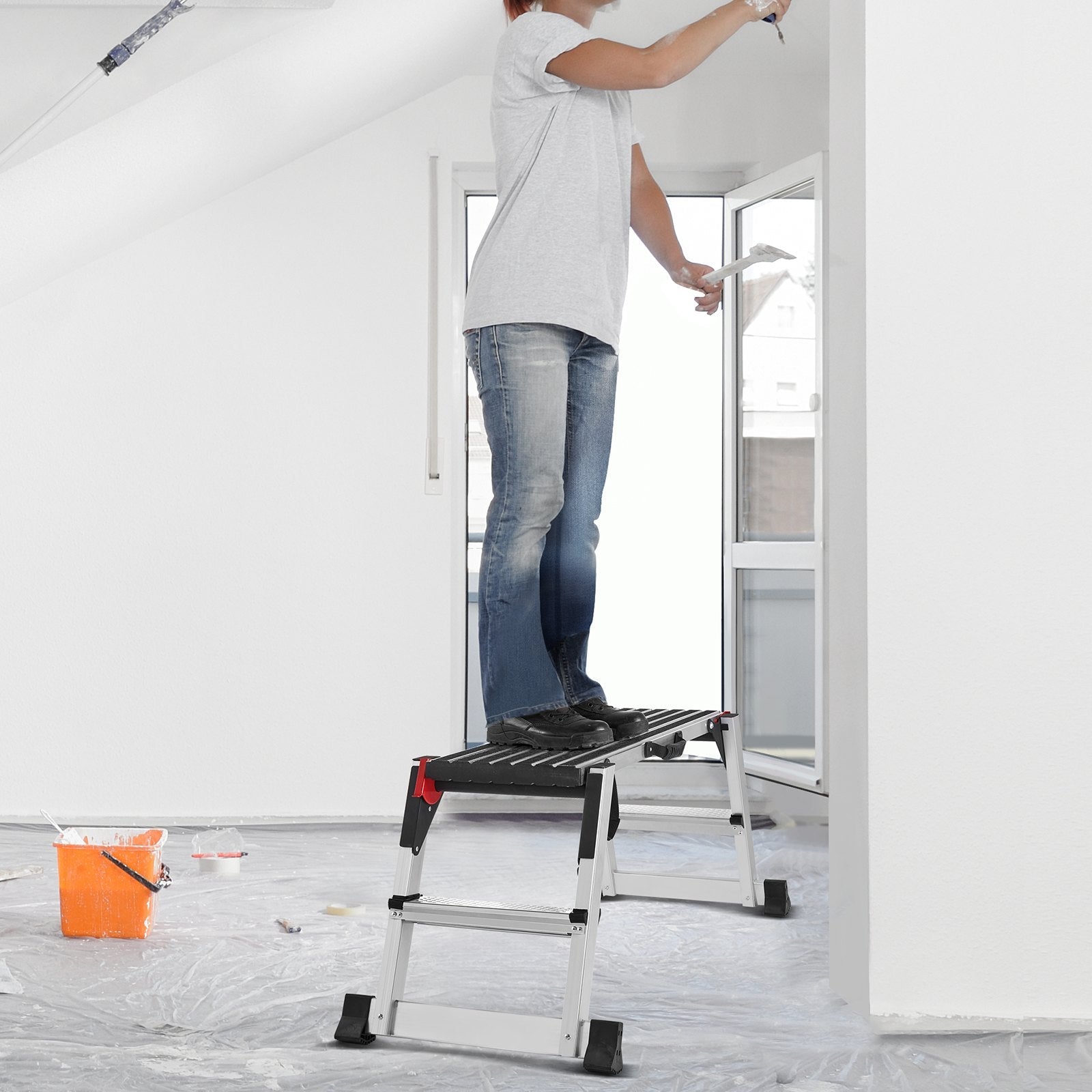 Folding Work Platform, 299.4 kg Load Capacity, Aluminum Drywall Stool - IronWear Co.
