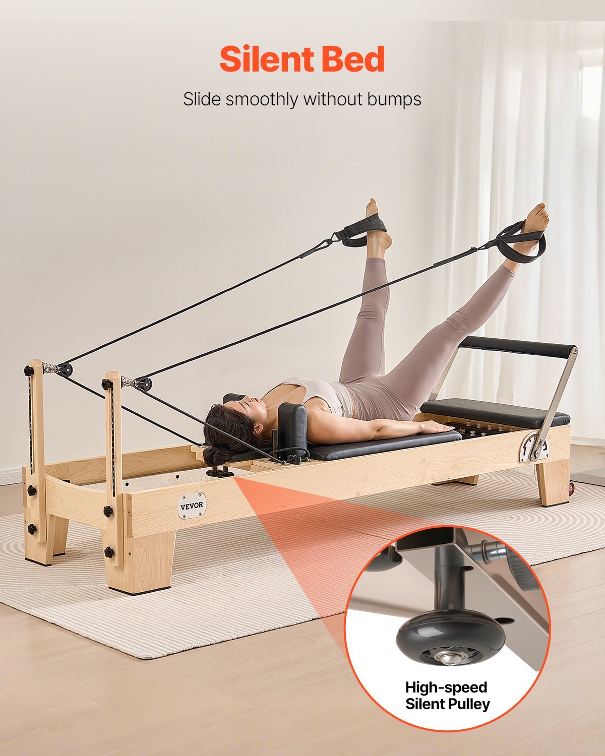 Pilates Reformer Machine, Wooden Pilates Workout Equipment for Home - IronWear Co.