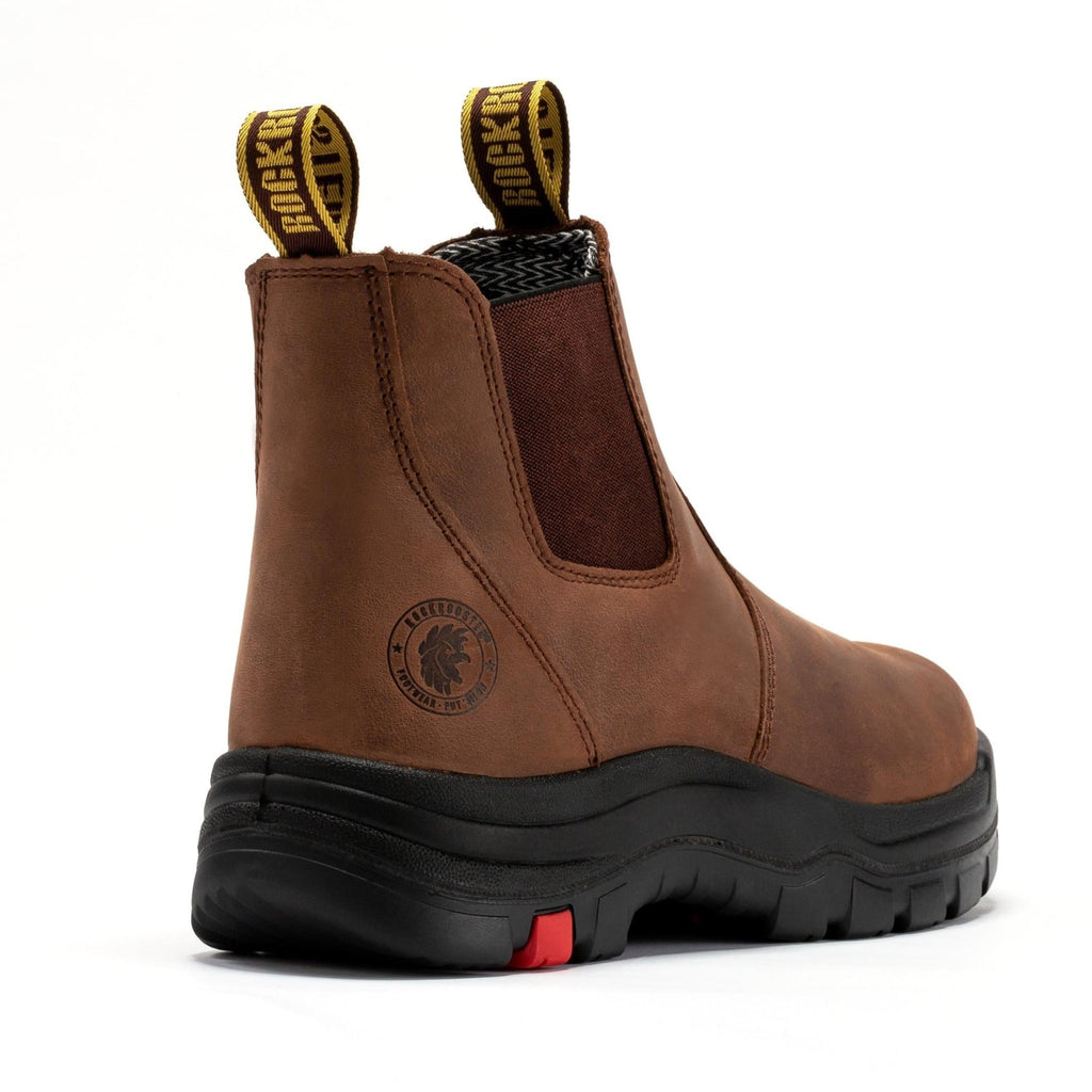 ROCKROOSTER Lumen Brown 6 inch Pull-on Leather Work Boots AK224 - IronWear Co.