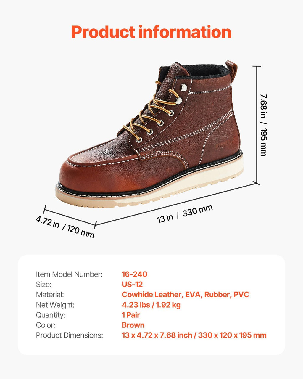 Steel Toe Work Boots, UK Size 11, Waterproof Moc Toe Work Boots for - IronWear Co.
