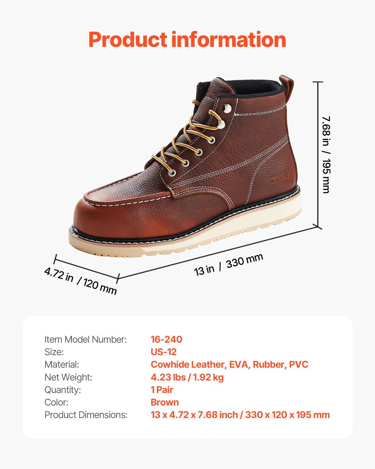 Steel Toe Work Boots, UK Size 11, Waterproof Moc Toe Work Boots for - IronWear Co.